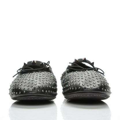 Valentino Garavani Nappa Crystal Studded Ballerina Flats 38 Black 2 of 8