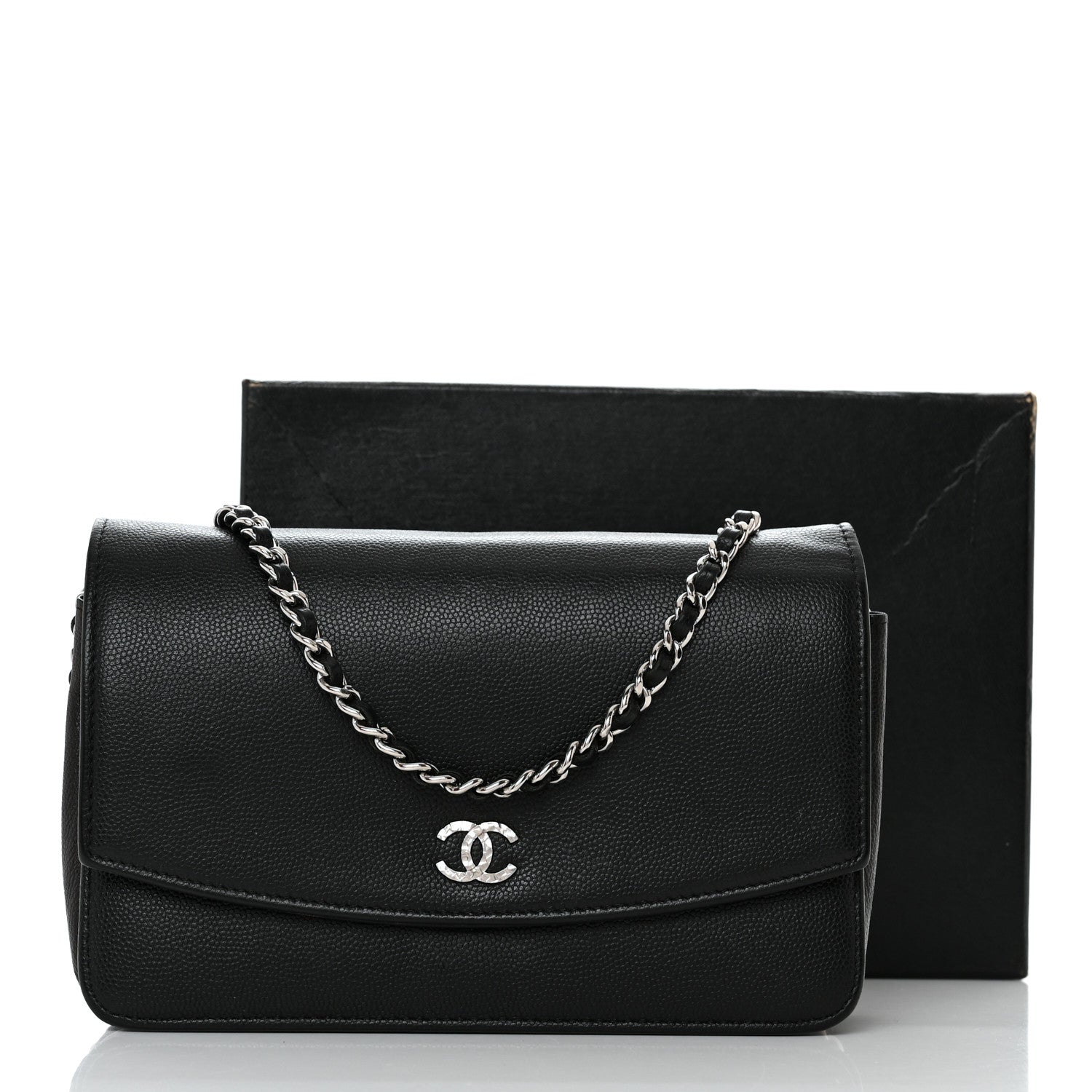 Chanel Caviar Sevruga Wallet on Chain WOC Black 14 of 14