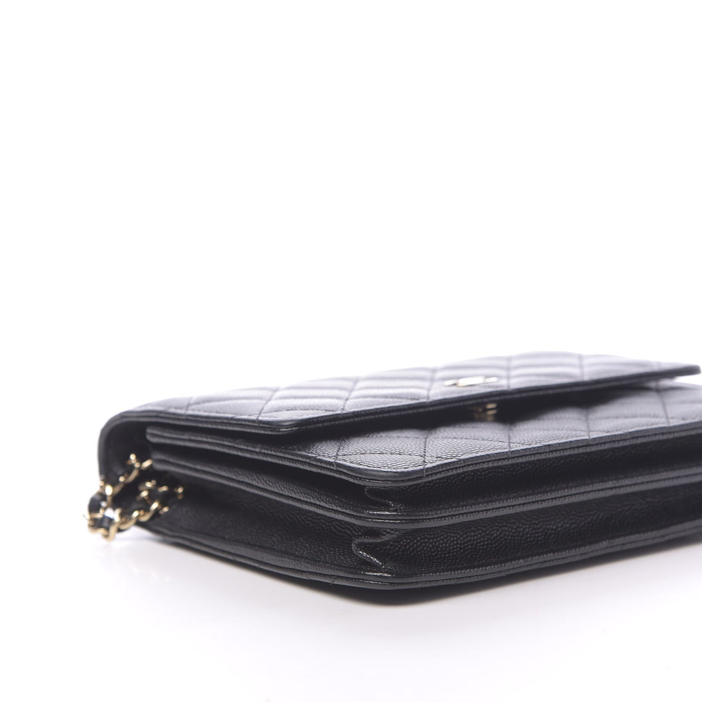 Caviar Quilted Square Wallet On Chain WOC Black