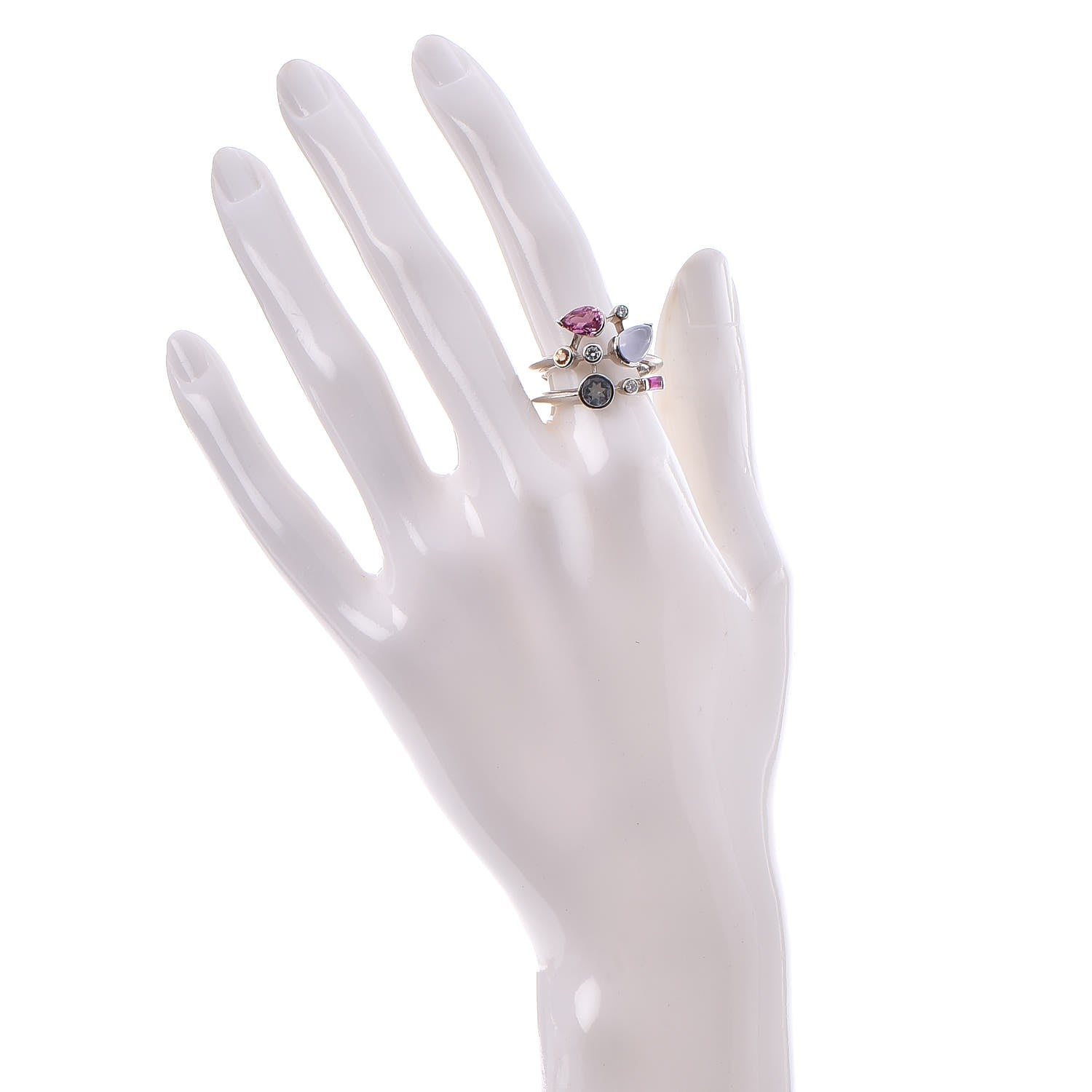 Cartier Platinum Diamond Chalcedony Tourmaline Citrine Aquamarine Meli Melo Ring 56 7.5 2 of 9
