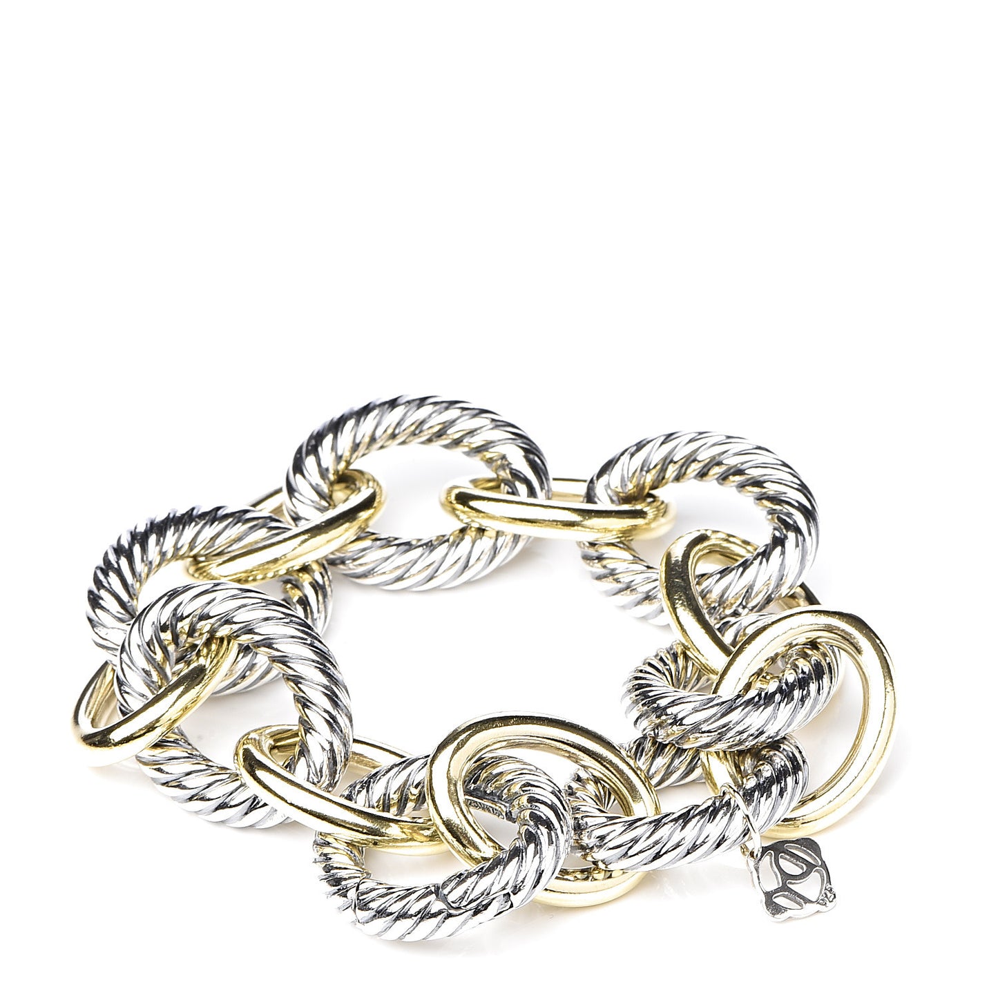 Sterling Silver 18K Yellow Gold 17mm Extra Large Oval Link Bracelet