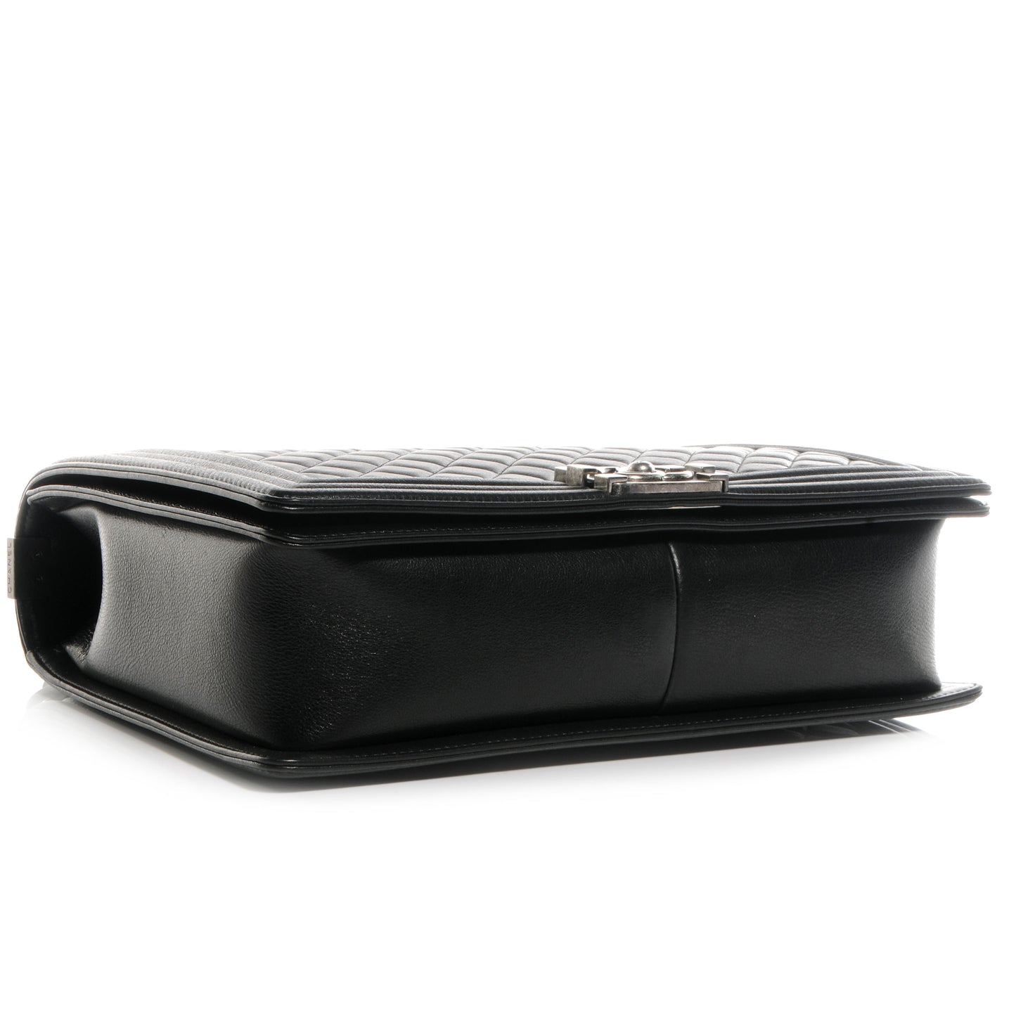 Lambskin Quilted Large Boy Flap Black