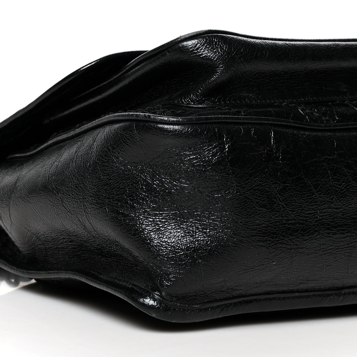 Crinkled Calfskin Matelasse Monogram Medium Niki Chain Satchel Black