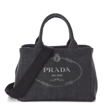 Prada Denim Small Logo Tote Black 1 of 9