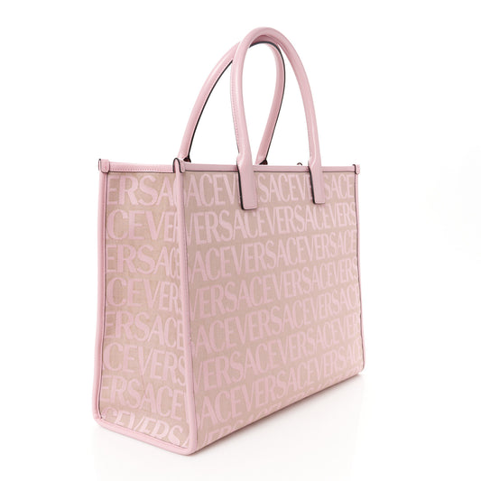 Jacquard Canvas Large Allover Medusa Tote Baby Pink Beige
