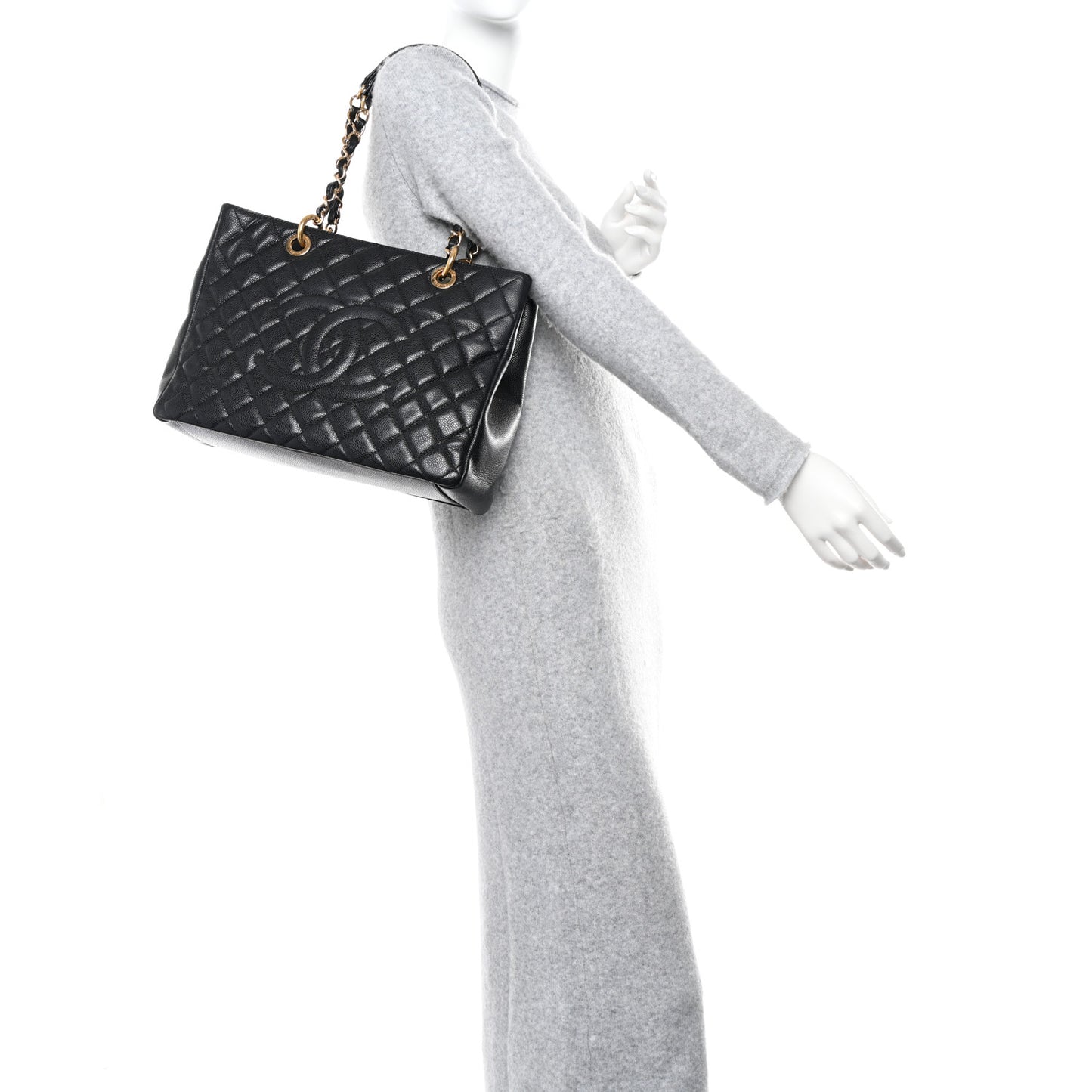Caviar Quilted Grand Shopping Tote GST Black