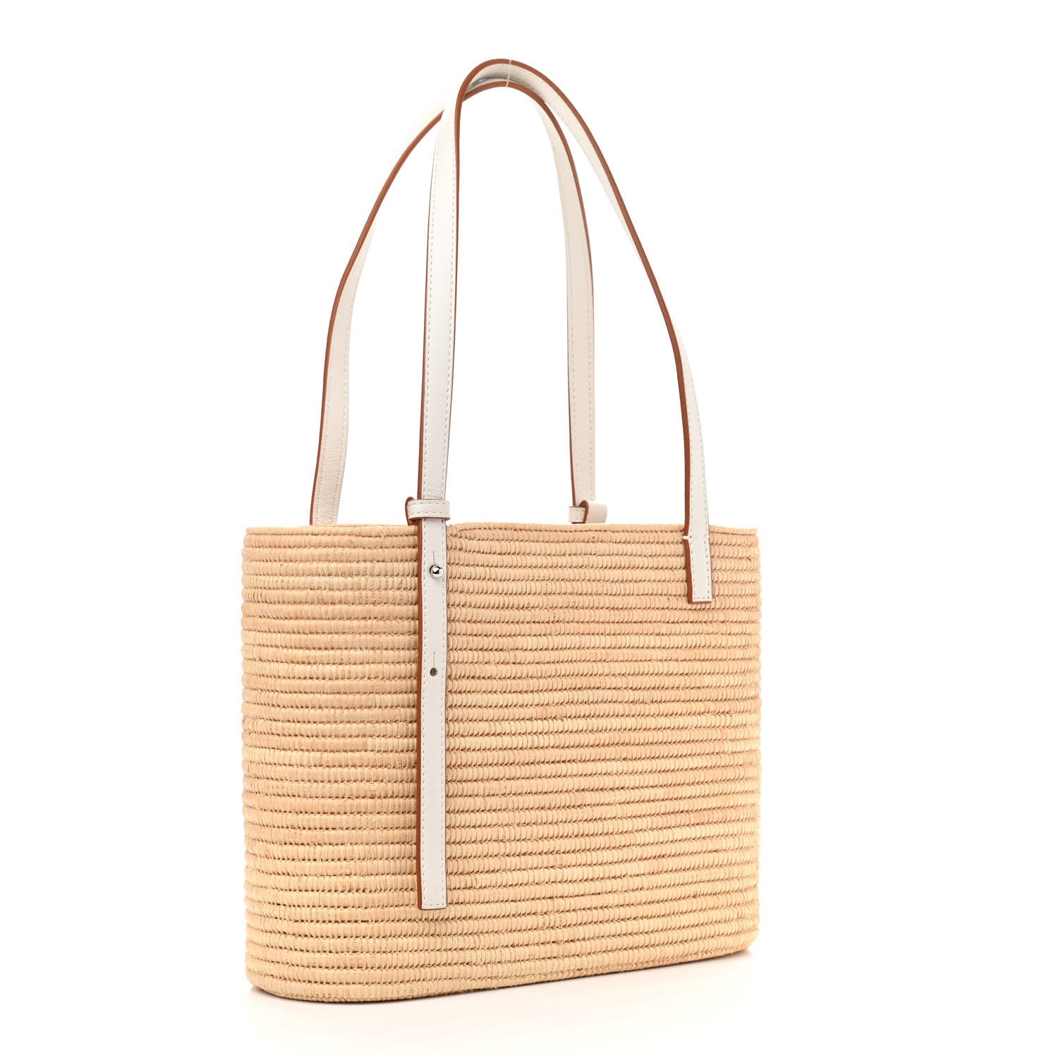 Loewe Raffia Square Small Basket Tote Bag Natural White 3 of 9