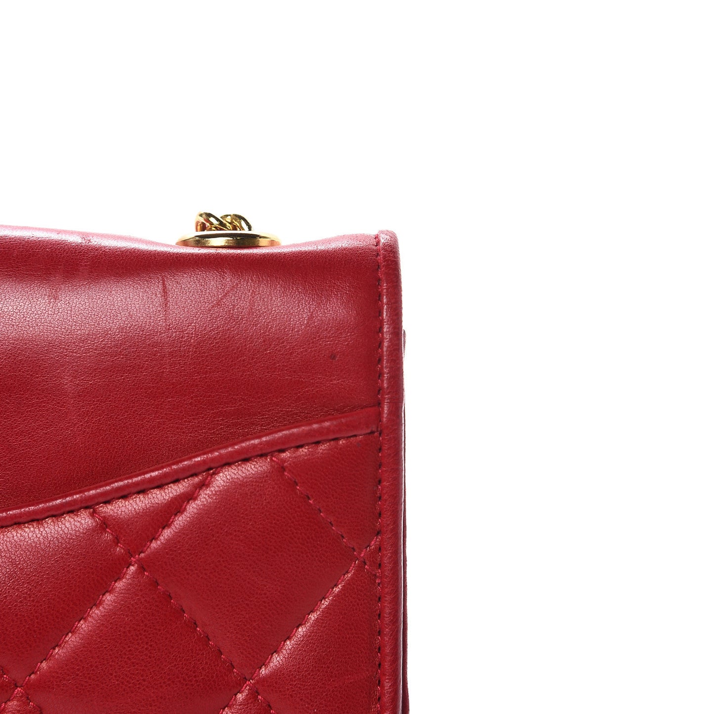 Lambskin Quilted CC Small Single Flap Red