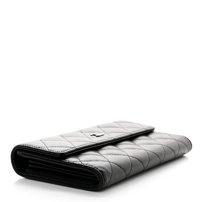 Chanel Lambskin Quilted Large Gusset Flap Wallet Black 4 of 8