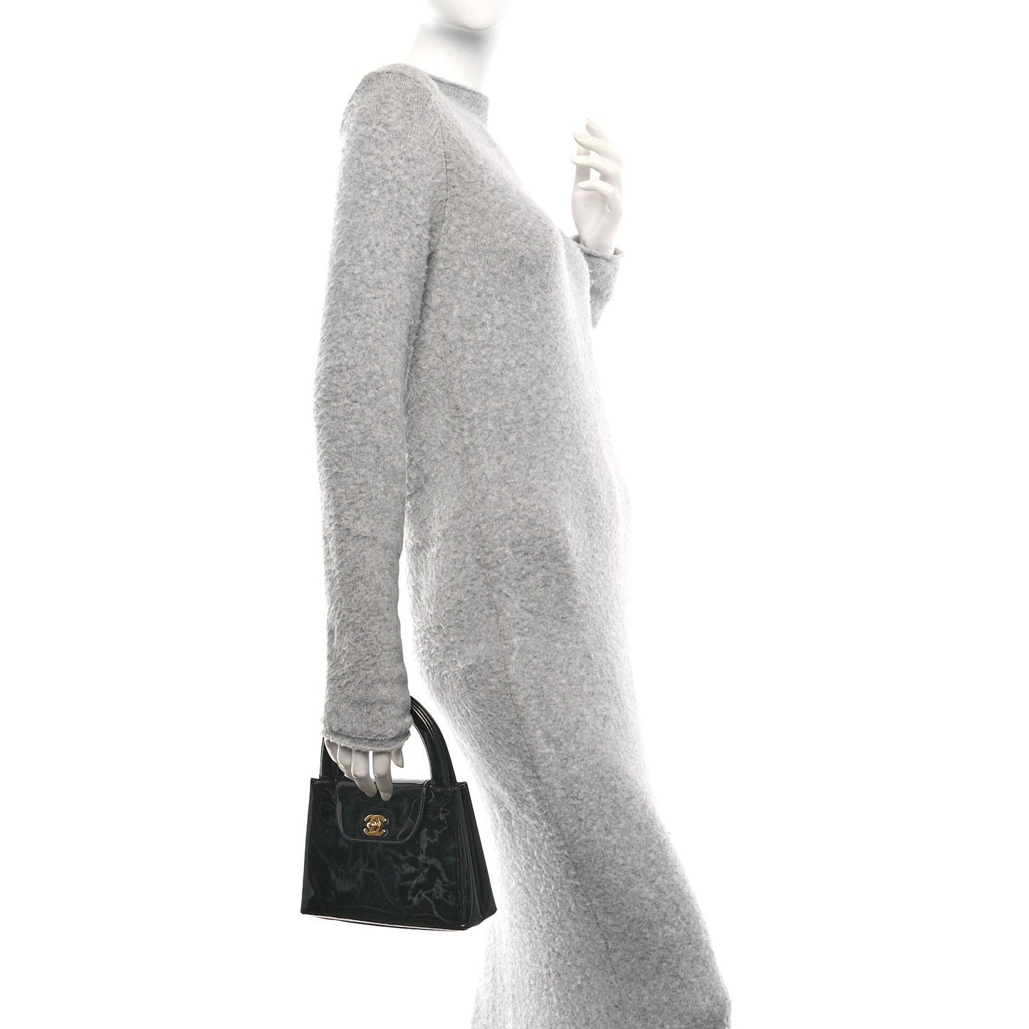 Patent Small Kelly Flap Bag Black