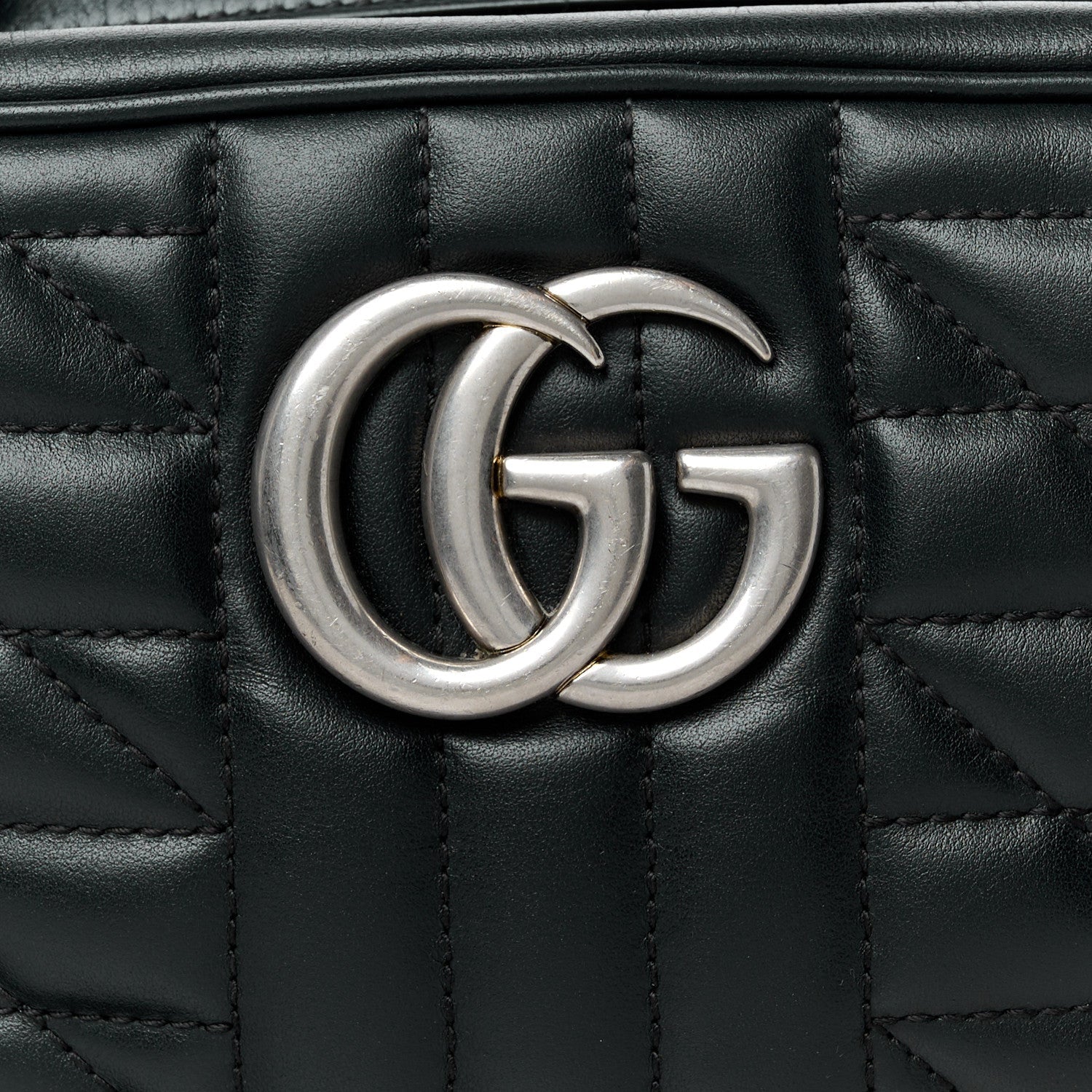 Gucci Calfskin Matelasse Aria Small GG Marmont Chain Shoulder Bag Black 8 of 10