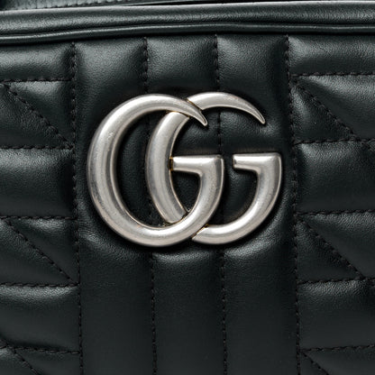 Gucci Calfskin Matelasse Aria Small GG Marmont Chain Shoulder Bag Black 8 of 10