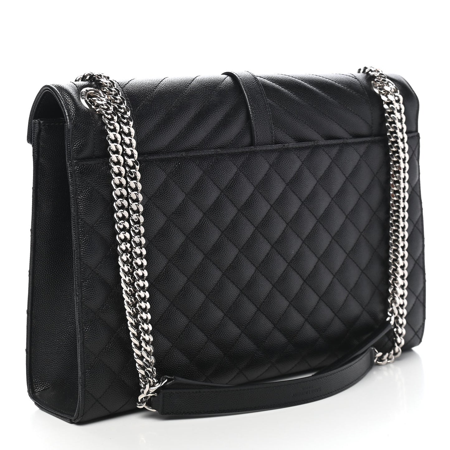Grain De Poudre Textured Mixed Matelasse Large Triquilt Monogram Satchel Black