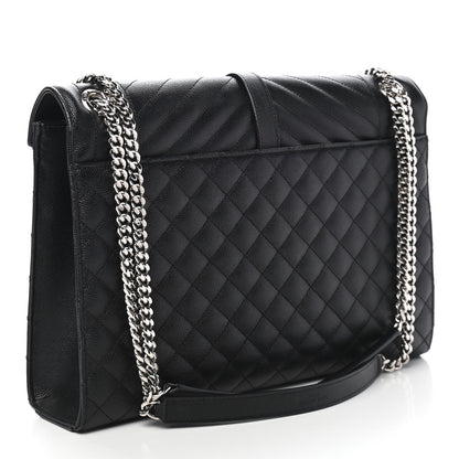 Saint Laurent Grain De Poudre Textured Mixed Matelasse Large Triquilt Monogram Satchel Black 3 of 9
