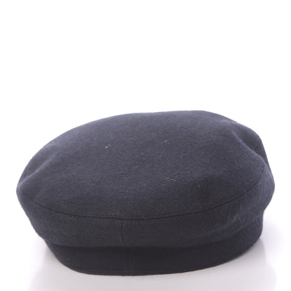 Hermes Glossy Lambskin Wool Womens Vauban Cap 57 Marine Black 5 of 8