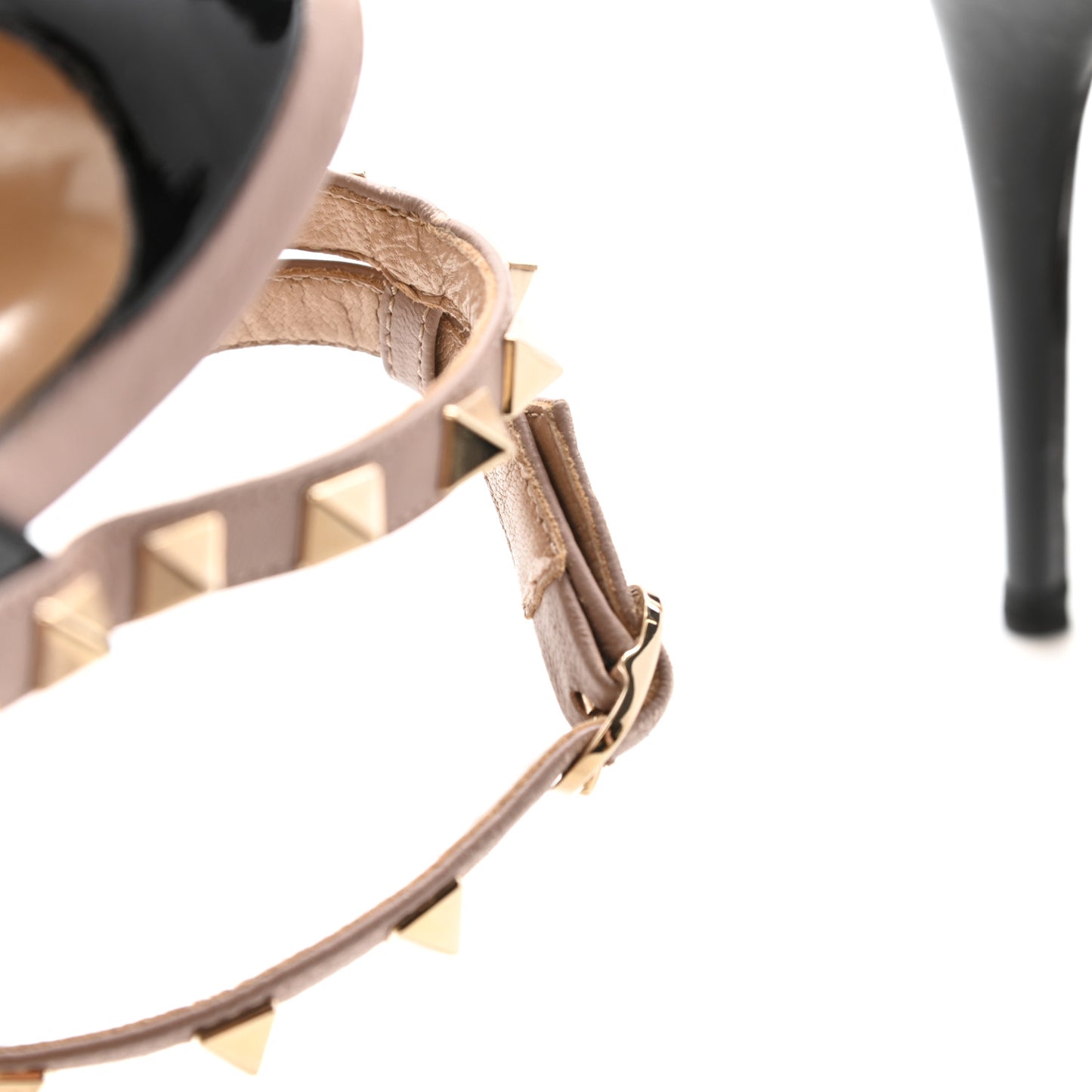 Patent Nappa Rockstud Ankle Strap 100mm Pumps 37.5 Black Poudre