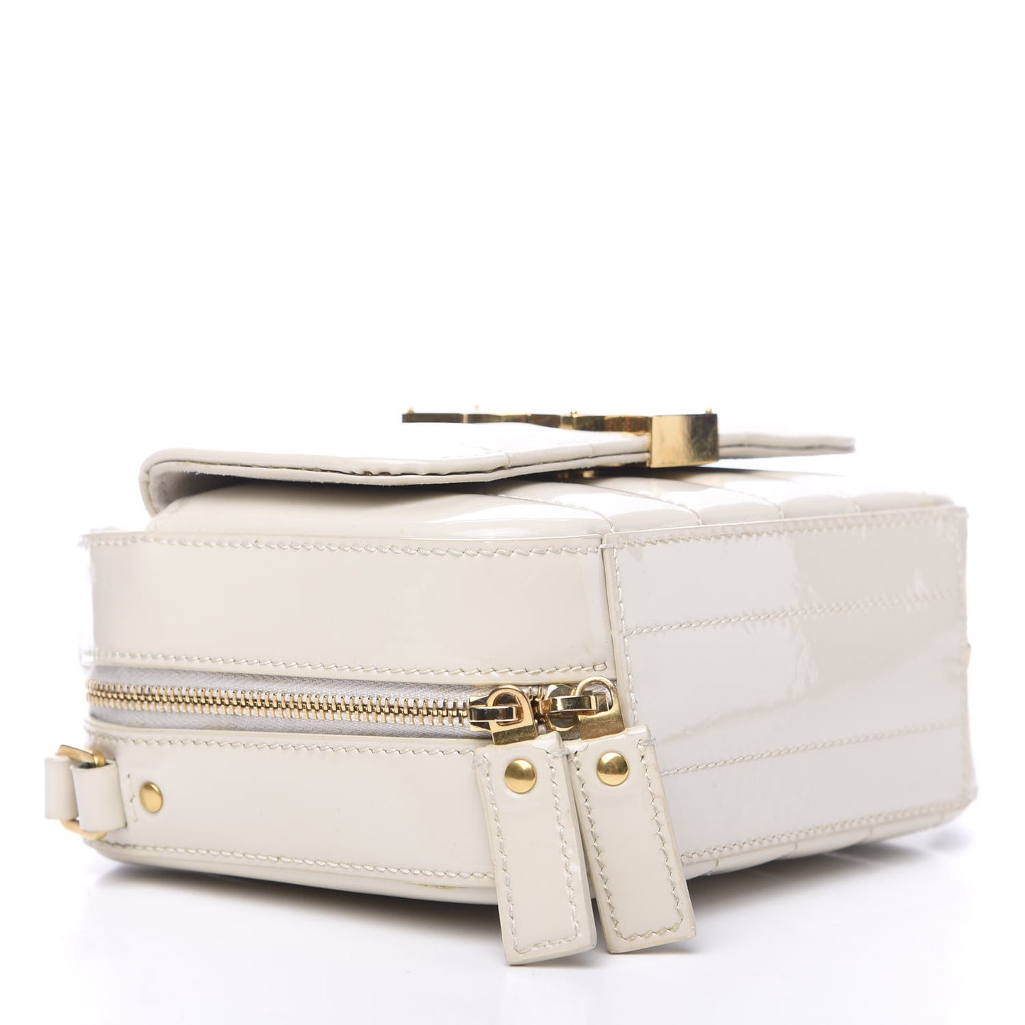 Patent Matelasse Monogram Toy Vicky Camera Bag Off White