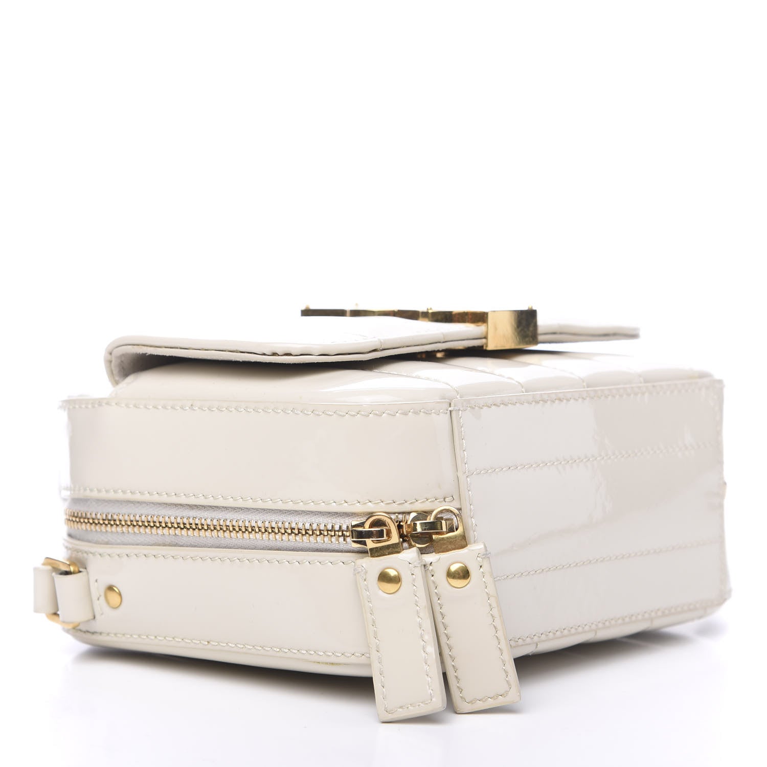 Saint Laurent Patent Matelasse Monogram Toy Vicky Camera Bag Off White 3 of 9