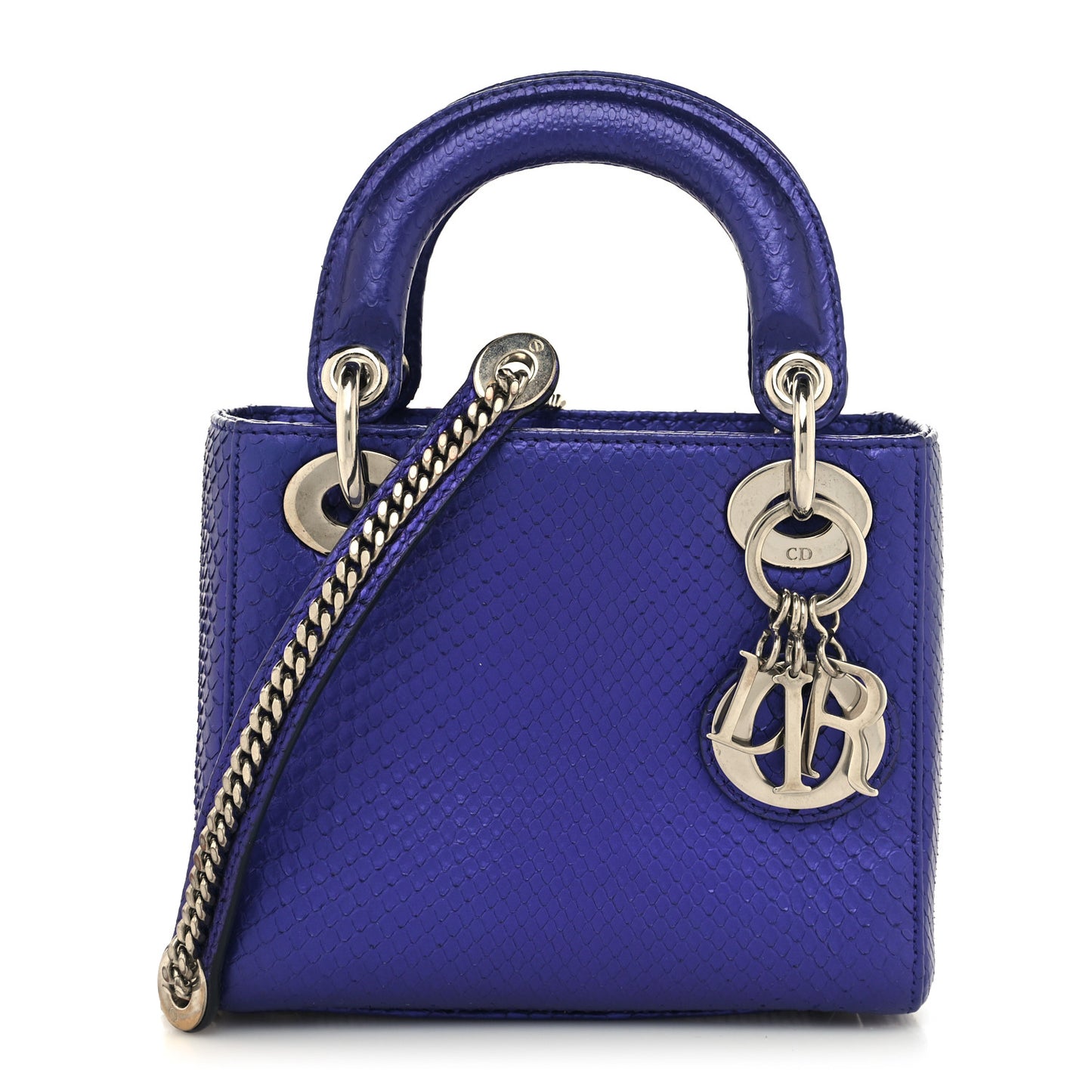 Metallic Snakeskin Mini Lady Dior Purple