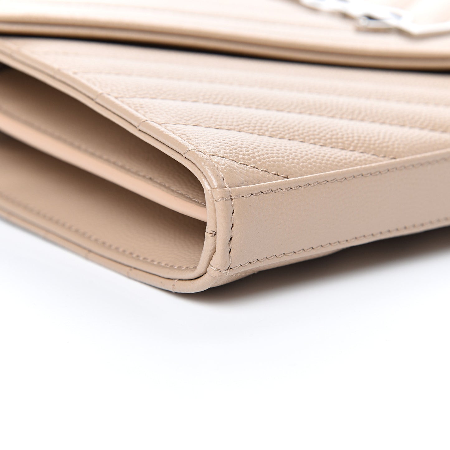 Grain De Poudre Matelasse Chevron Monogram Chain Wallet Nude Powder