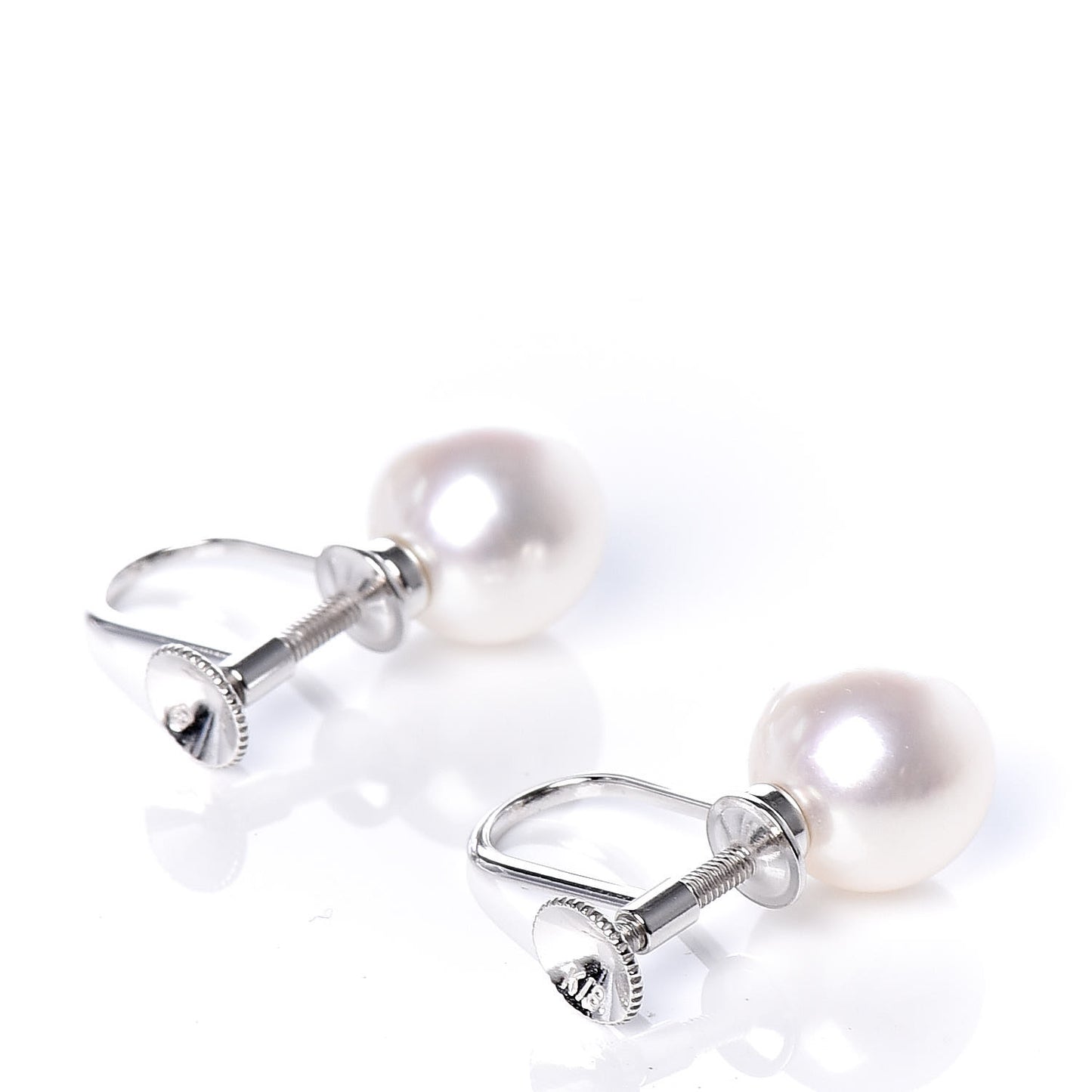 Sterling Silver 18K White Gold Akoya Pearl 7-8mm Strand Necklace Earring Set