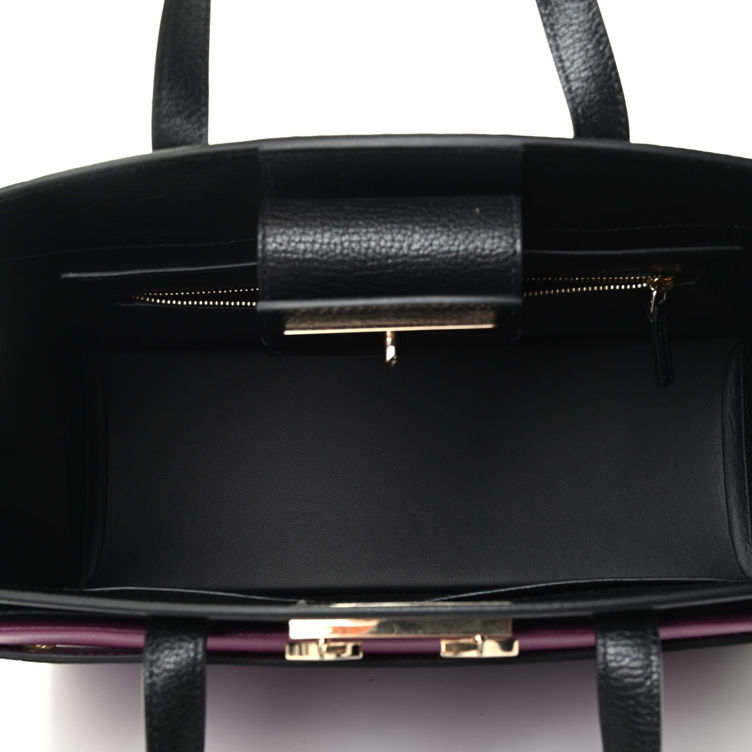 MCM Calfskin Medium Milano Tote Black Dark Purple 4 of 4