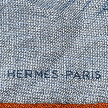 Hermes Cashmere Silk Les Ailes De Pegase Scarf 100 Denim Marine 2 of 6