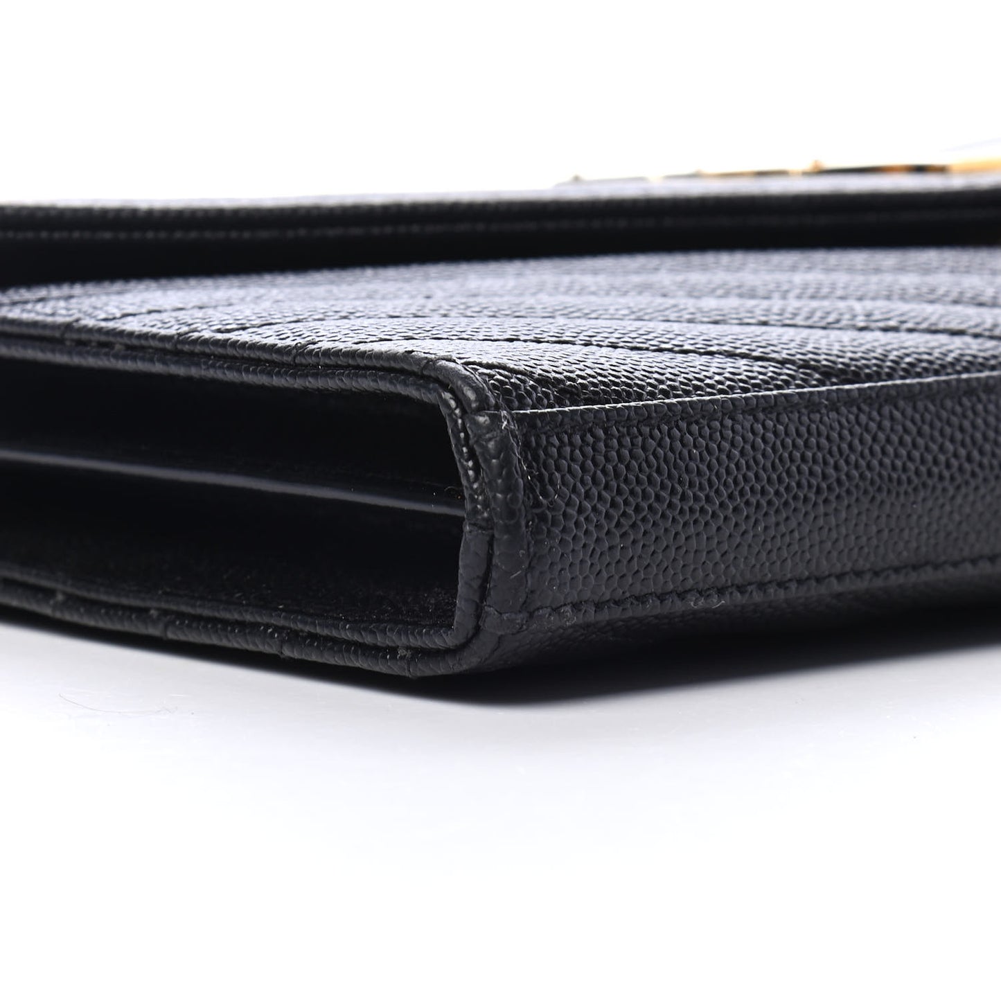 Grain De Poudre Matelasse Chevron Monogram Chain Wallet Black