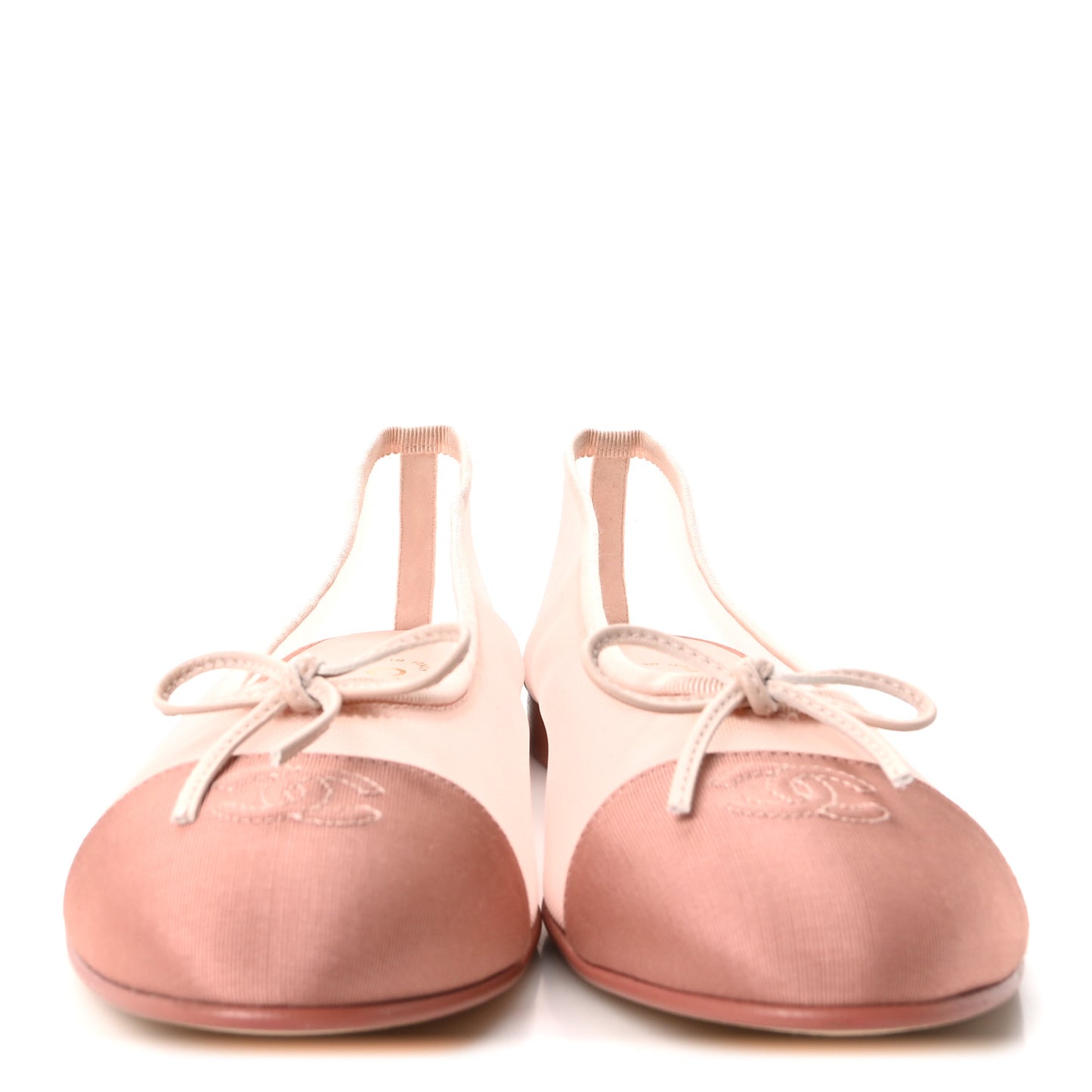 Mesh Grosgrain CC Cap Toe Ballerina Flats 41 Light Pink Dark Pink