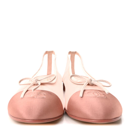 Chanel Mesh Grosgrain CC Cap Toe Ballerina Flats 41 Light Pink Dark Pink 3 of 9
