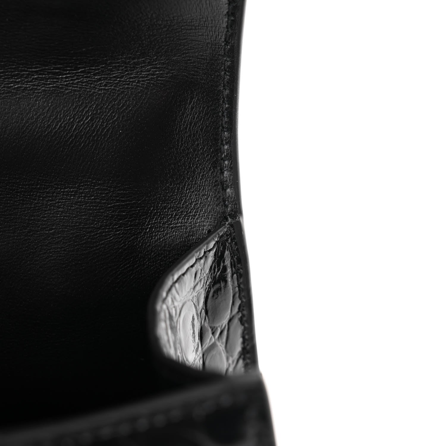 Balenciaga Shiny Calfskin Strass Monochrome Crocodile Embossed Hourglass Top Handle Bag XS Black 12 of 13