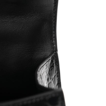 Balenciaga Shiny Calfskin Strass Monochrome Crocodile Embossed Hourglass Top Handle Bag XS Black 12 of 13