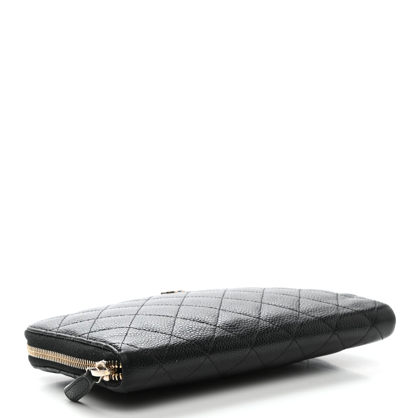 Caviar Quilted Large Zip Around Organizer Wallet Black