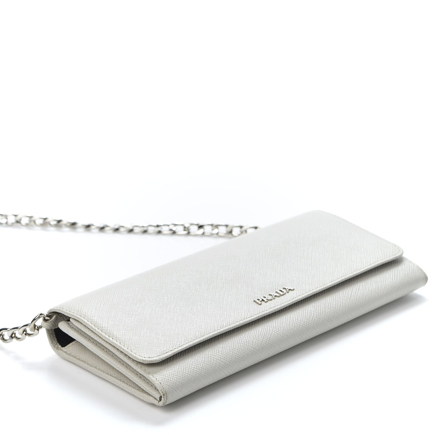 Saffiano Bi-Color Chain Wallet Talco Black