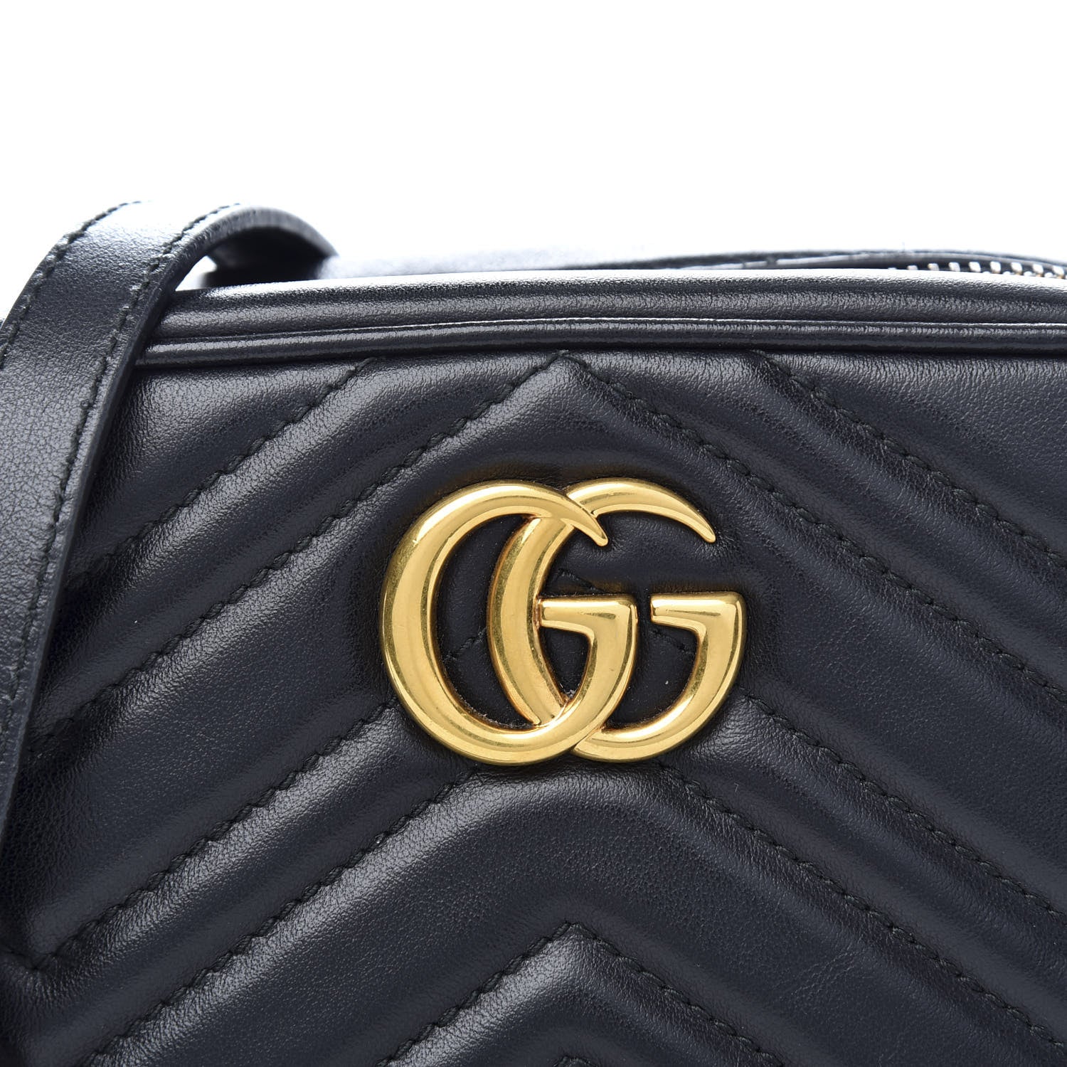 Gucci Calfskin Matelasse Mini GG Marmont Chain Shoulder Bag Black 9 of 9