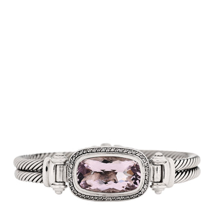 David Yurman Sterling Silver Diamond Amethyst Elongated Albion Cable Bracelet 1 of 3