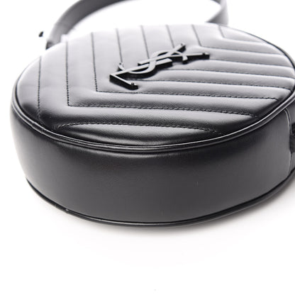 Saint Laurent Calfskin Matelasse Chevron Round Vinyle Camera Bag Black 9 of 10