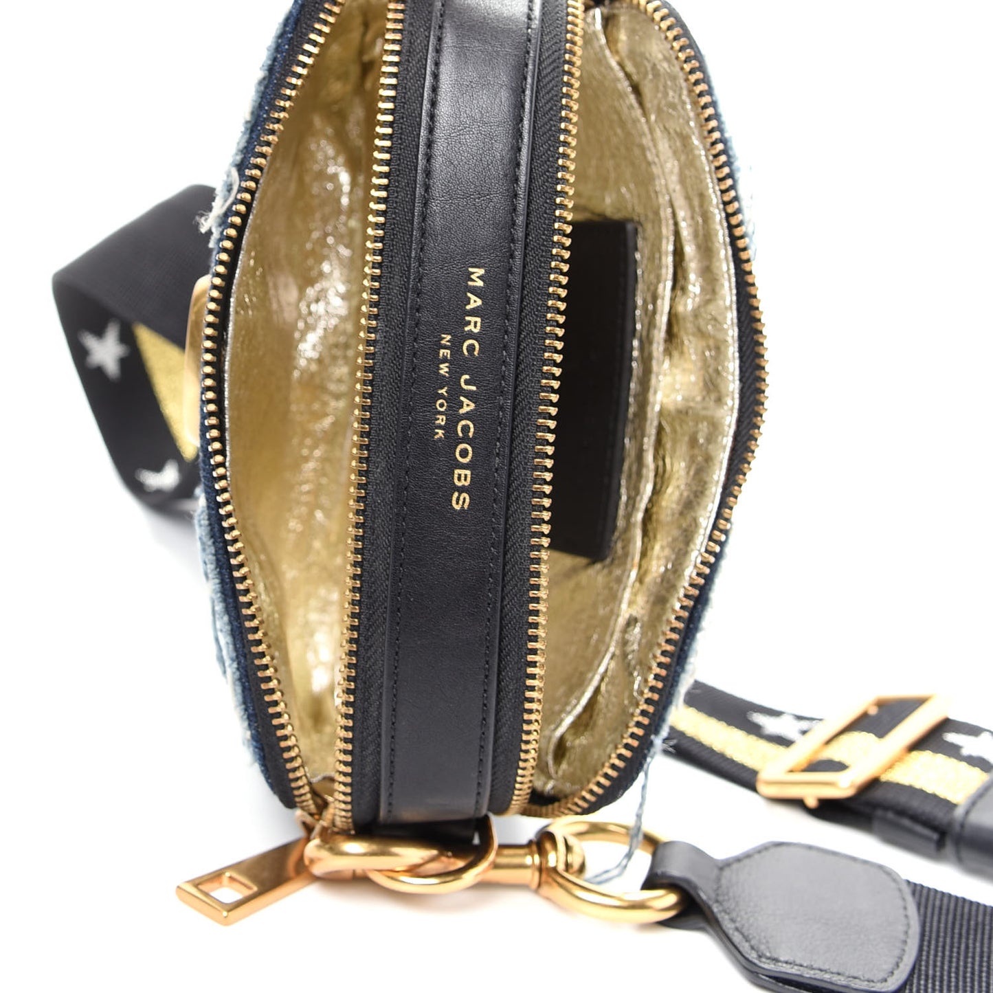 Calfskin Denim Patchwork Small Snapshot Camera Bag Multicolor