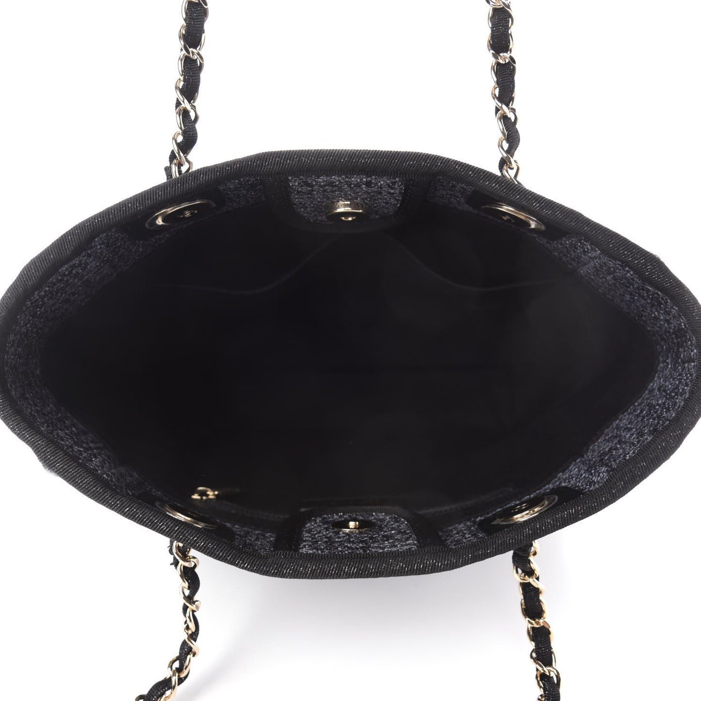 Lurex Straw Mini Deauville Tote Black