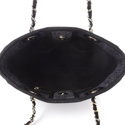 Chanel Lurex Straw Mini Deauville Tote Black 5 of 10