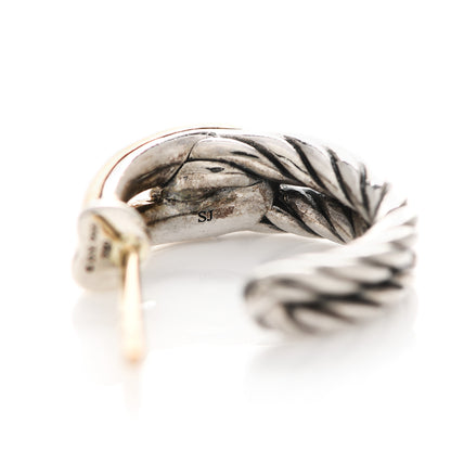David Yurman Sterling Silver 18K Yellow Gold 15mm Labyrinth Hoop Earrings 4 of 5