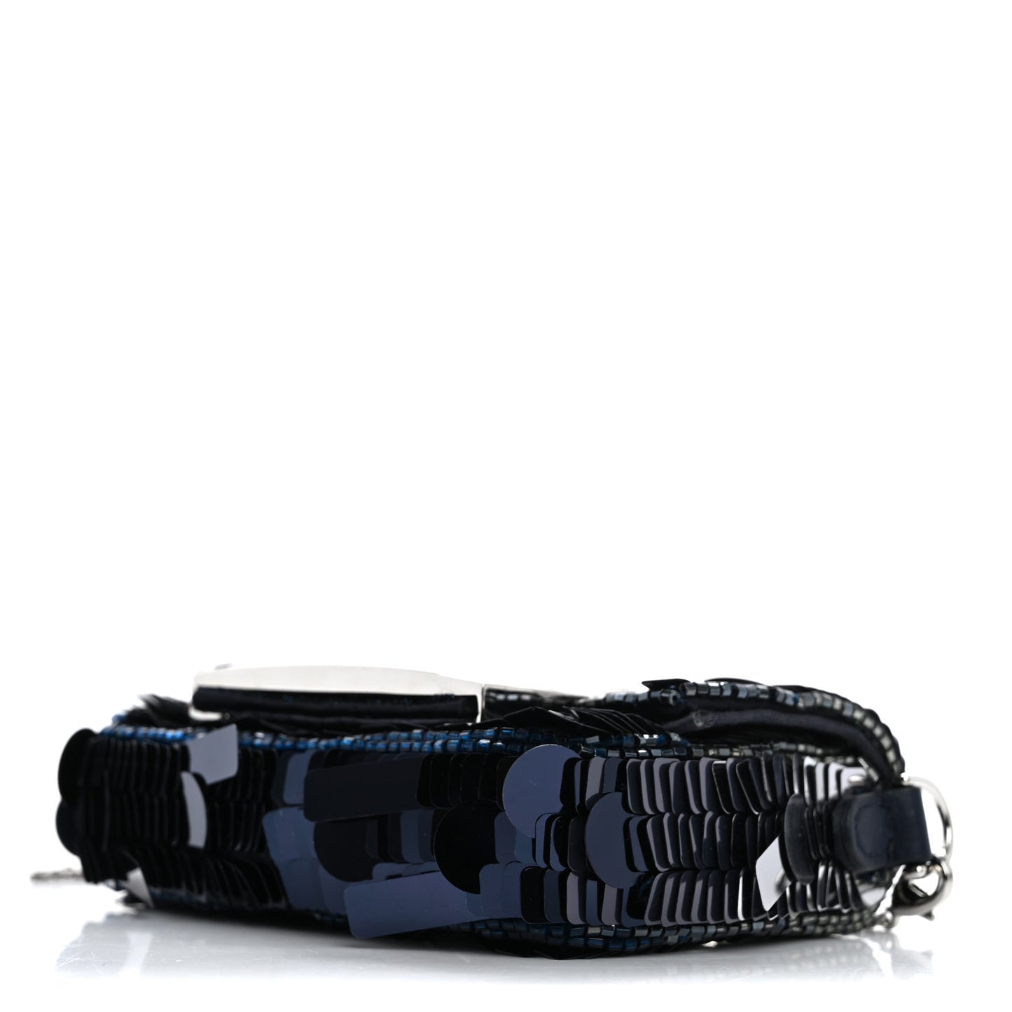 Sequin Paillettes Shiny Nappa Sex and the City Nano Maxi Buckle Baguette Charm Midnight