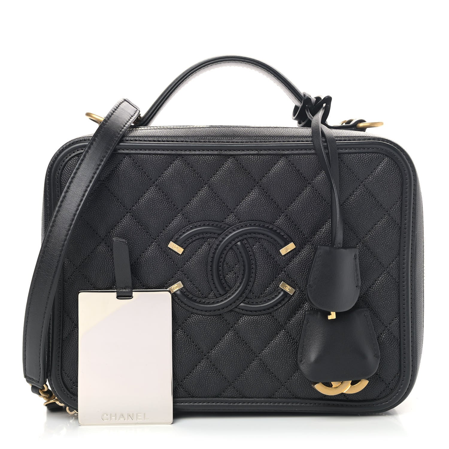 Chanel Caviar Quilted Large CC Filigree Vanity Case Black 1 of 11