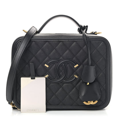 Chanel Caviar Quilted Large CC Filigree Vanity Case Black 1 of 11