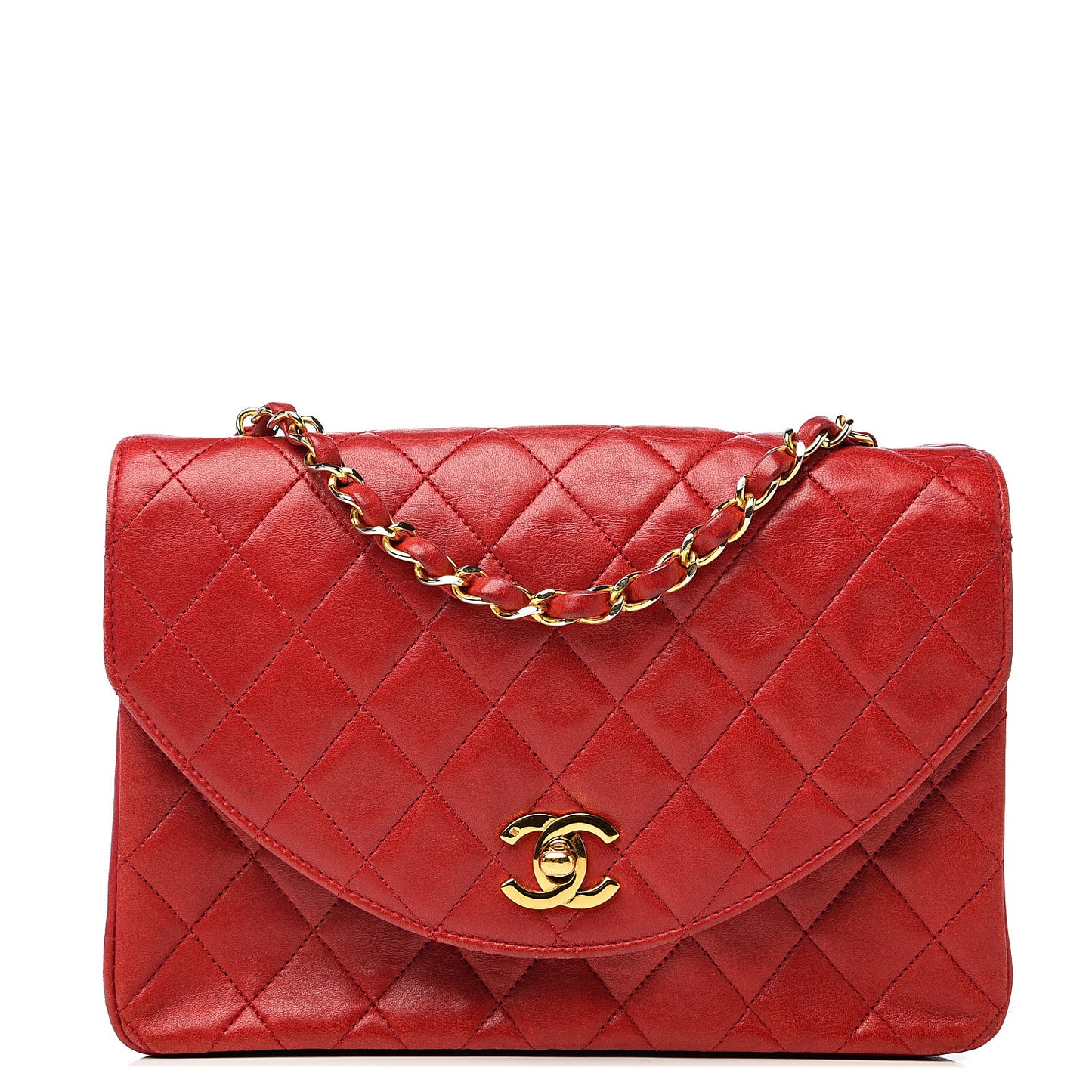 Lambskin Quilted Small Single Flap Red