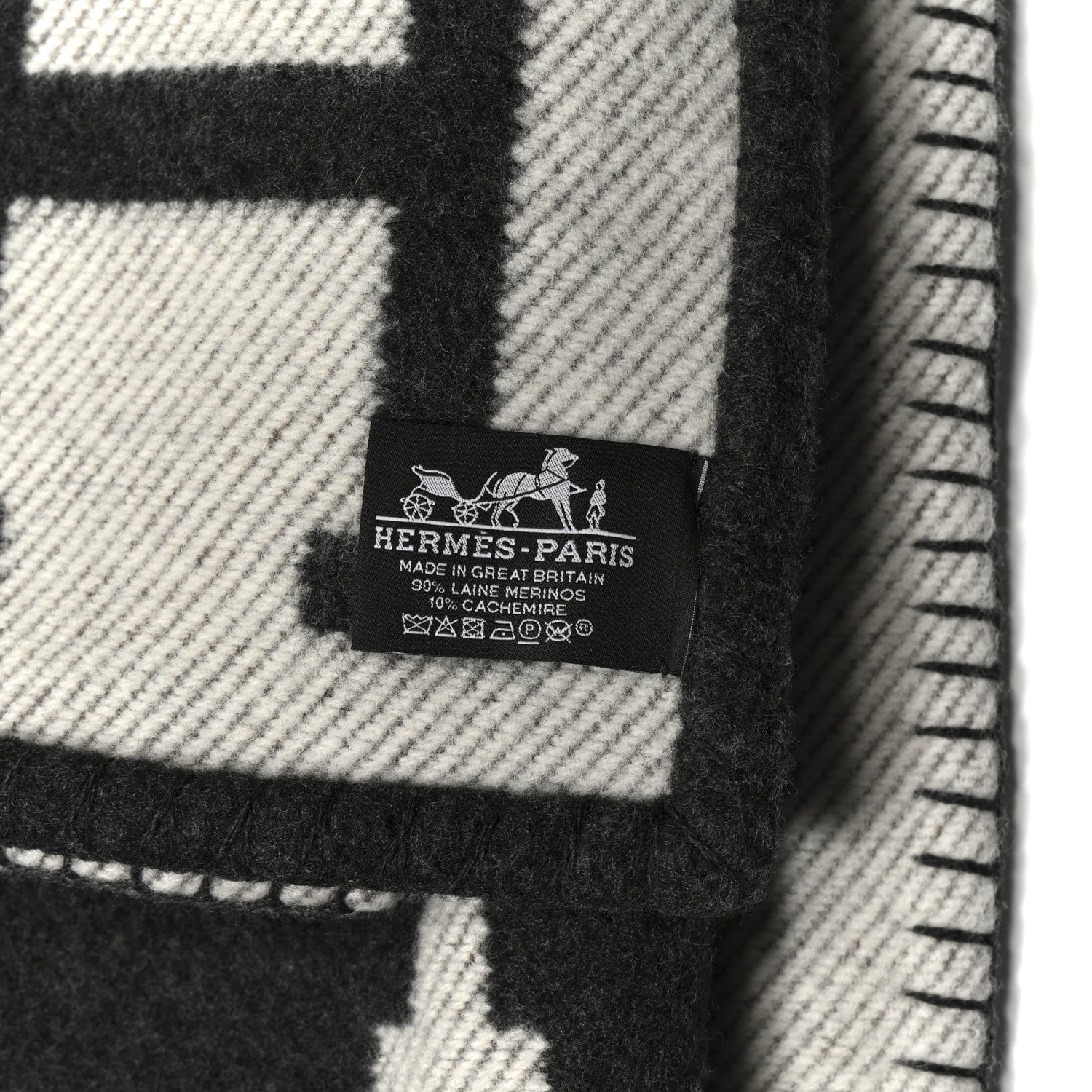 Hermes Wool Cashmere Avalon Blanket Ecru Gris Fonce 3 of 3