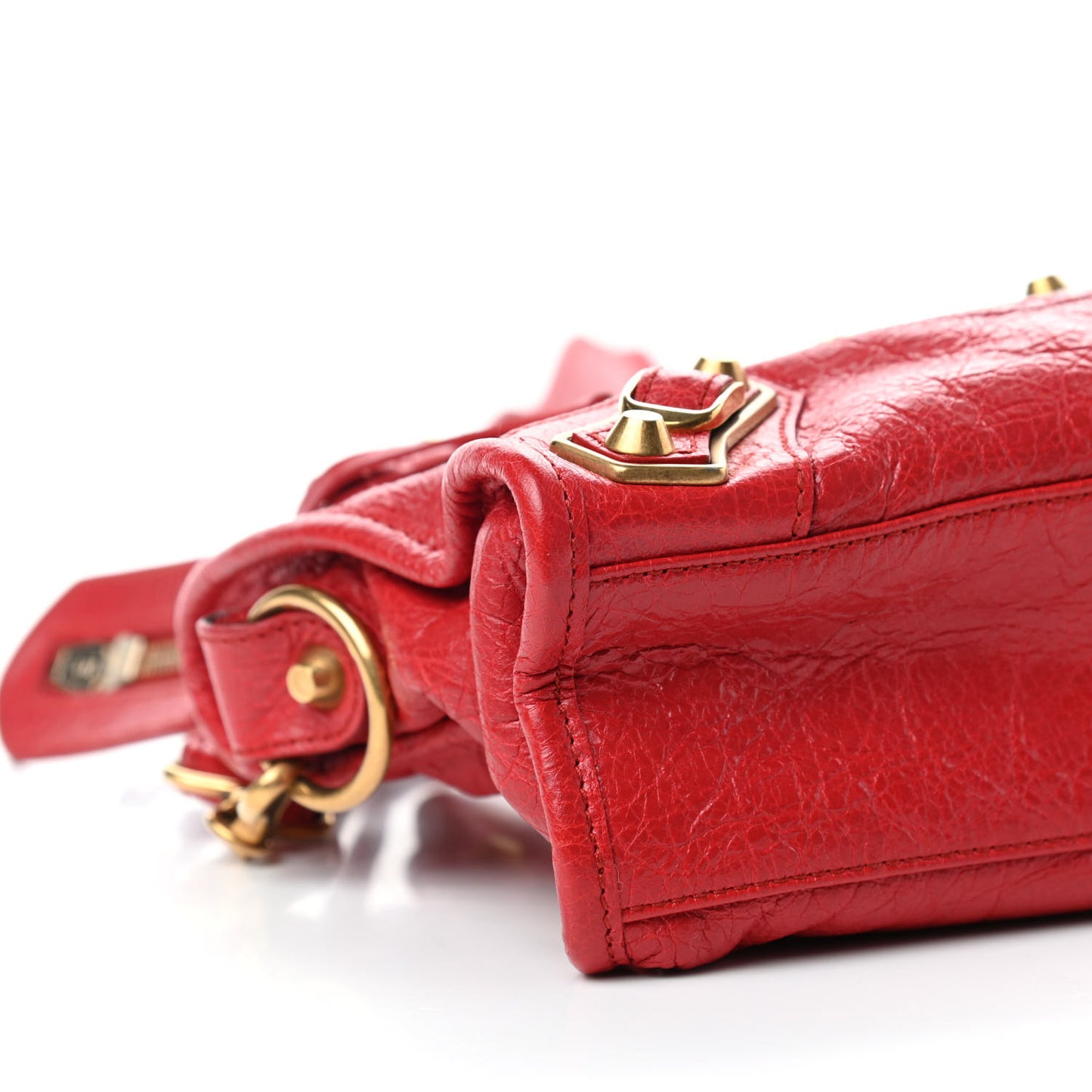 Agneau Gold Metallic Edge Hardware Mini City Rouge Rubis