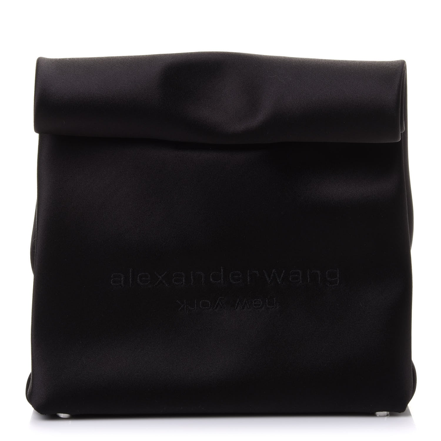 Alexander Wang Satin Lunch Bag Clutch Black 1 of 10