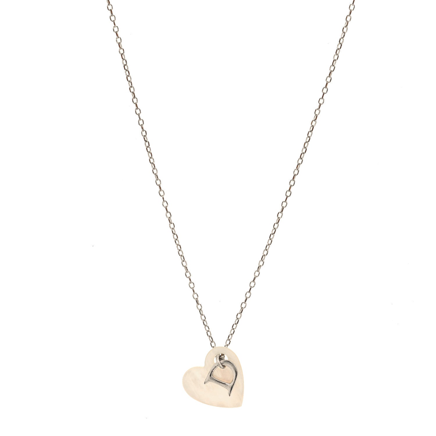 Christian Dior D Heart Necklace Silver 1 of 4