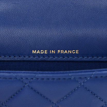 Chanel Lambskin Quilted Top Handle Flap Coin Purse With Chain Blue 7 of 12